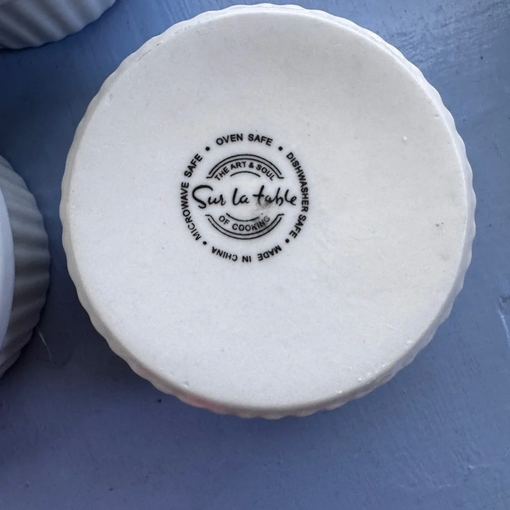 Set of 8 White Sur La Table Ceramic Ramekins
